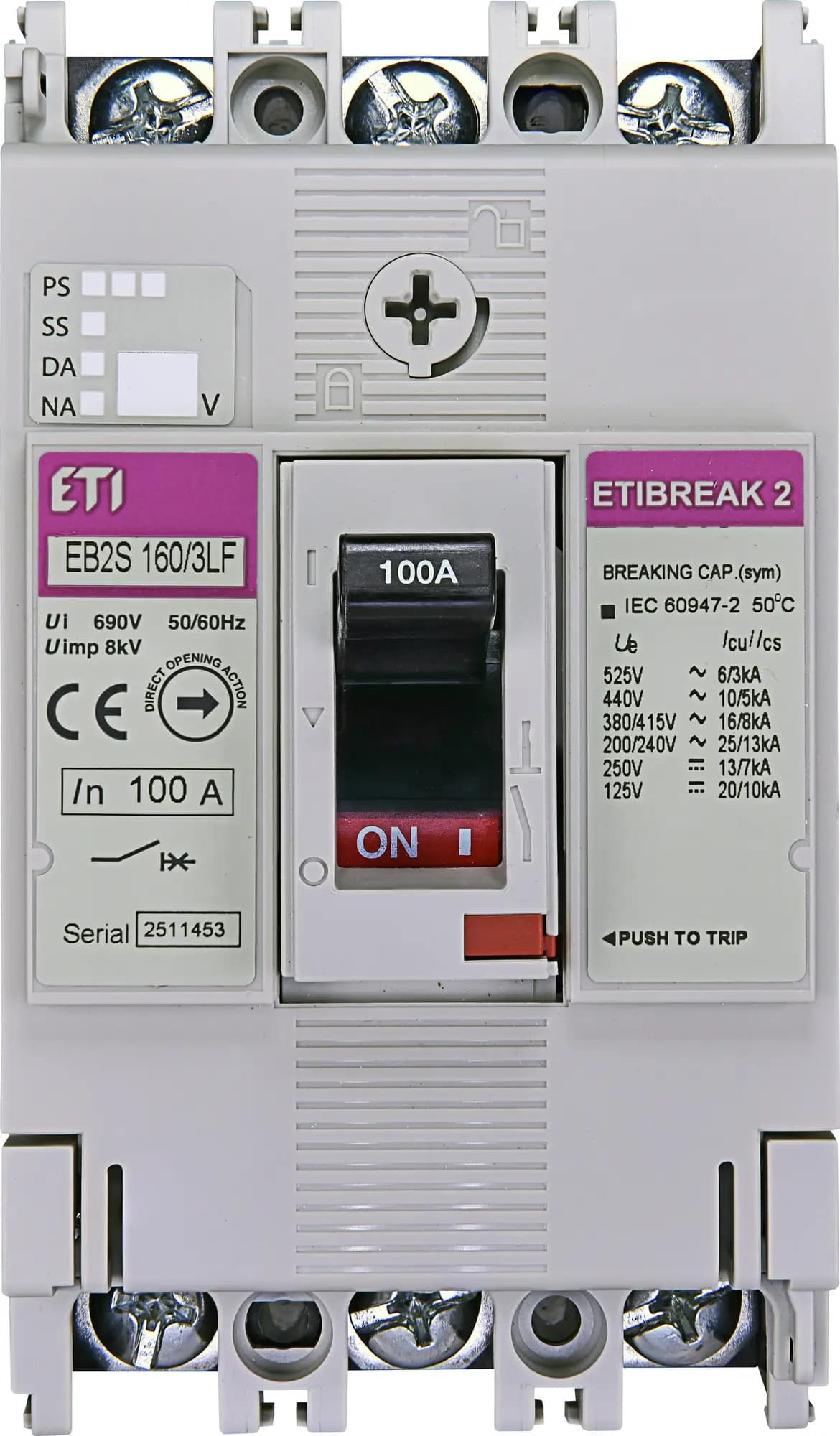 Istič kompaktný 3-pólový 100A 16kA Rada:EB2S (ETI) 1