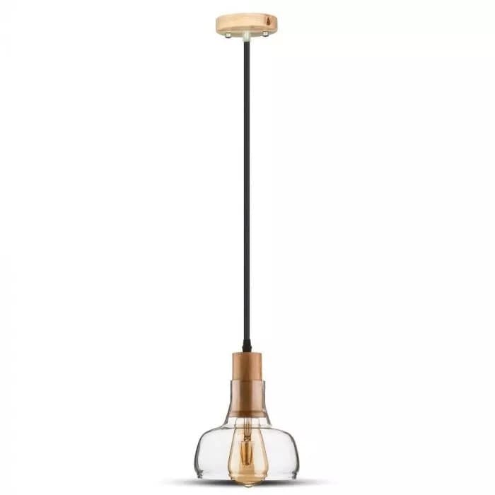 Závesné svietidlo Wood 170 E27 priesvitné/drevo VT-7170 (V-TAC) 1