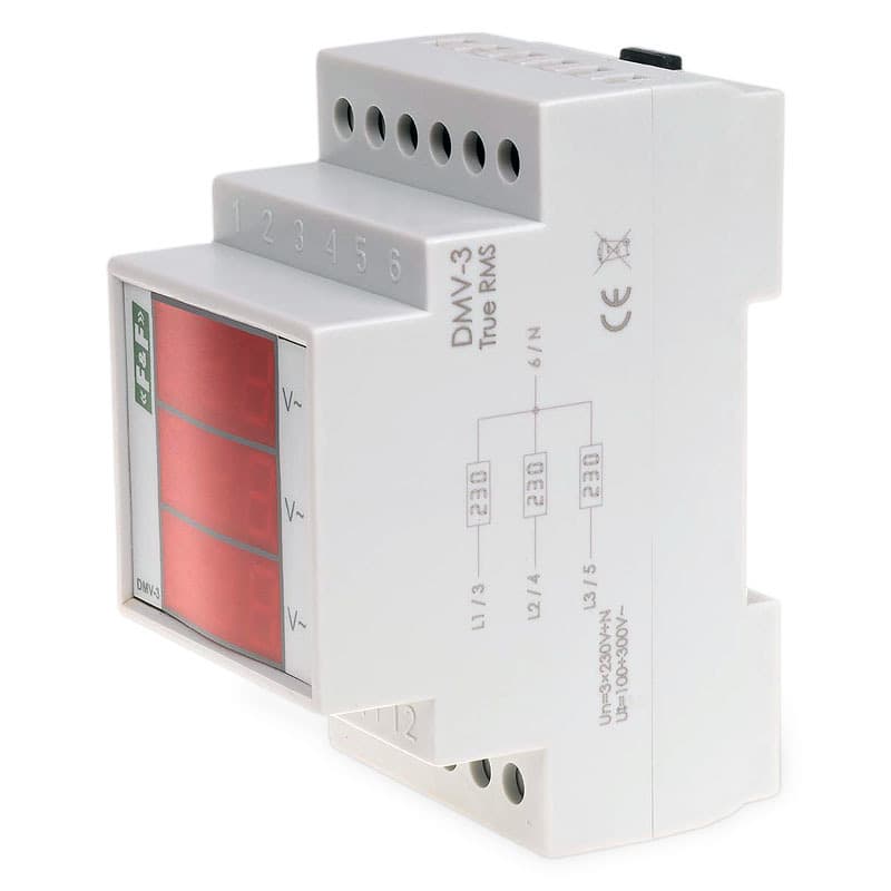 3-fázový digitálny voltmeter, 100-300V, presnosť 0,5% 1