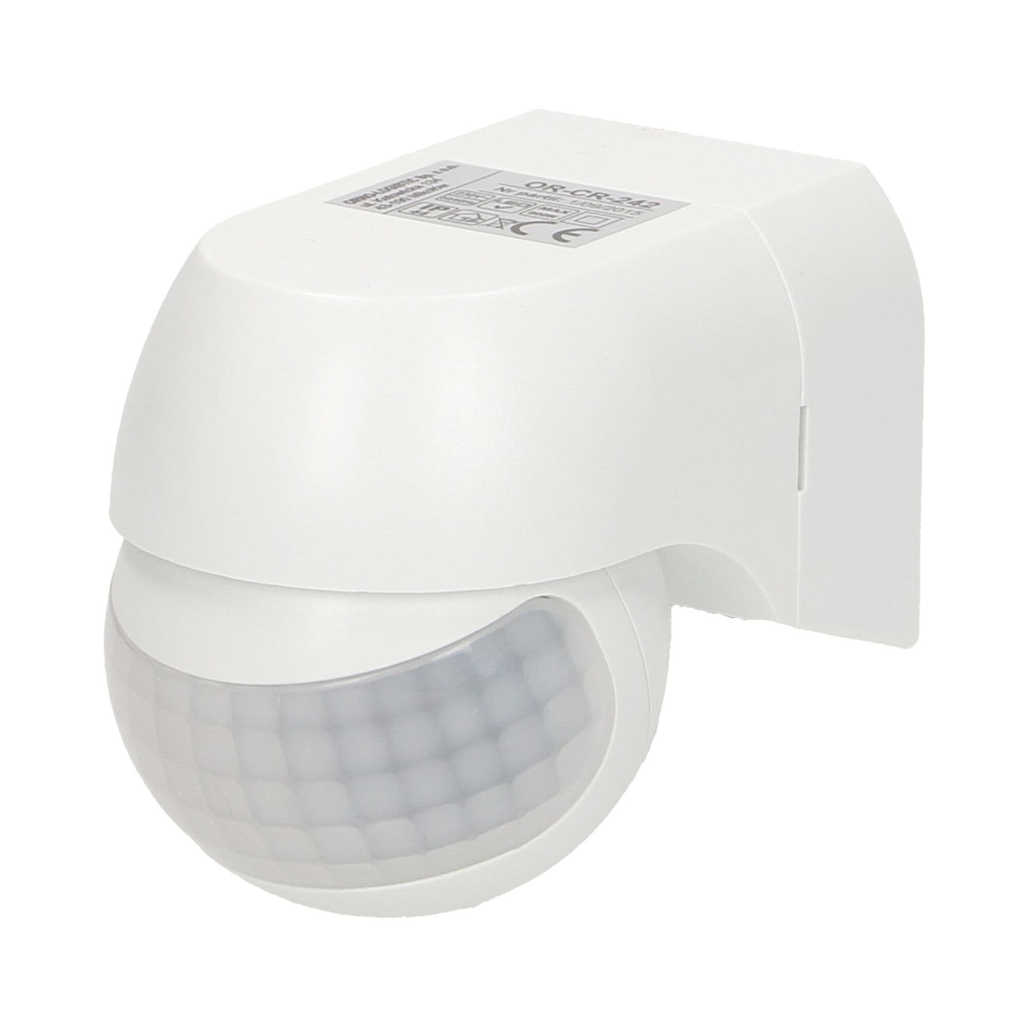 Mini nástenný PIR pohybový senzor 180°, IP44, 800W, biely 1