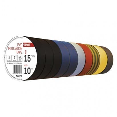 Izolačná páska PVC 15mm / 10m farebný mix 10ks v bal., cena za 1 kus (EMOS) 1