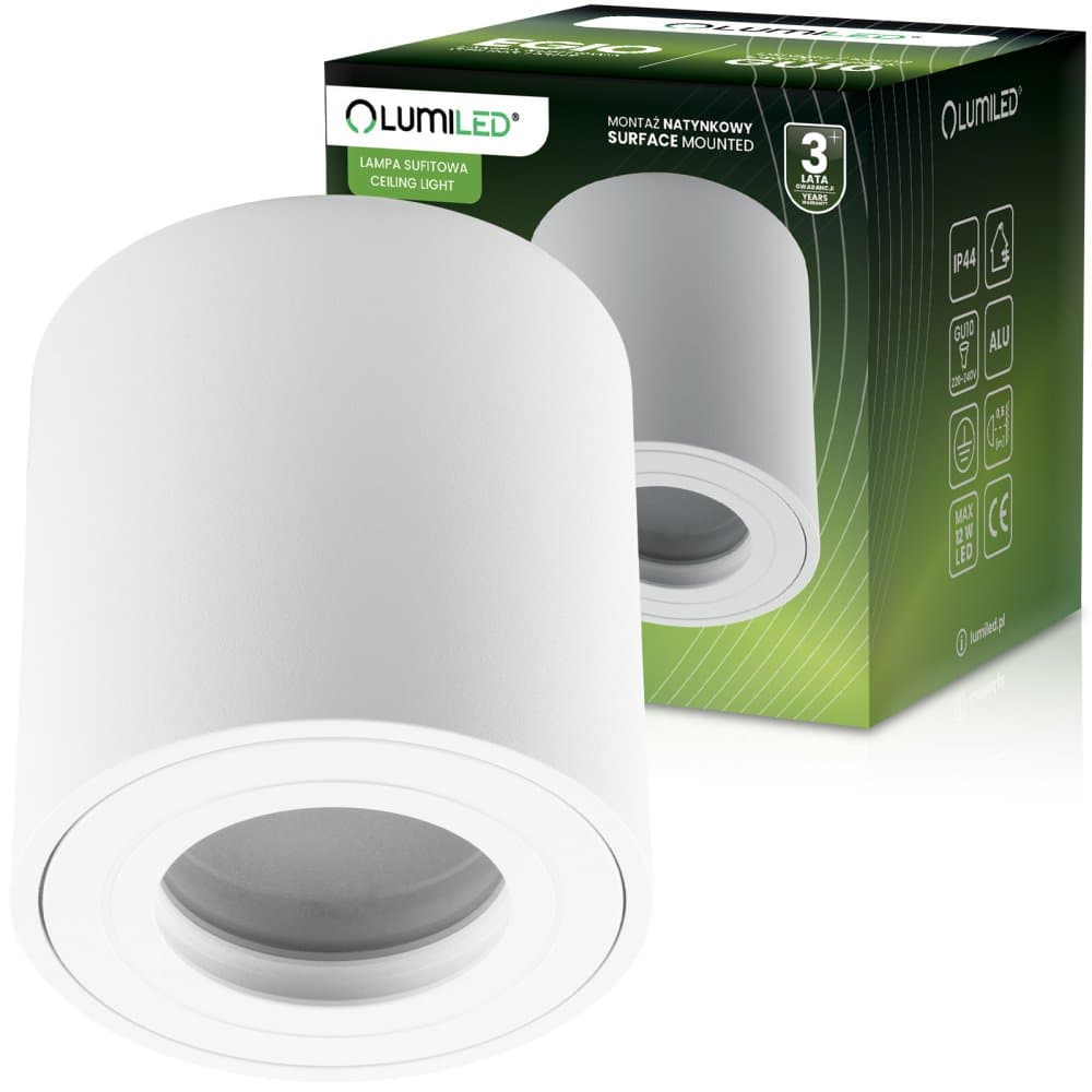 Prisadená halogénová bodová trubica EGIO GU10 okrúhla biela 83 mm - LUMILED