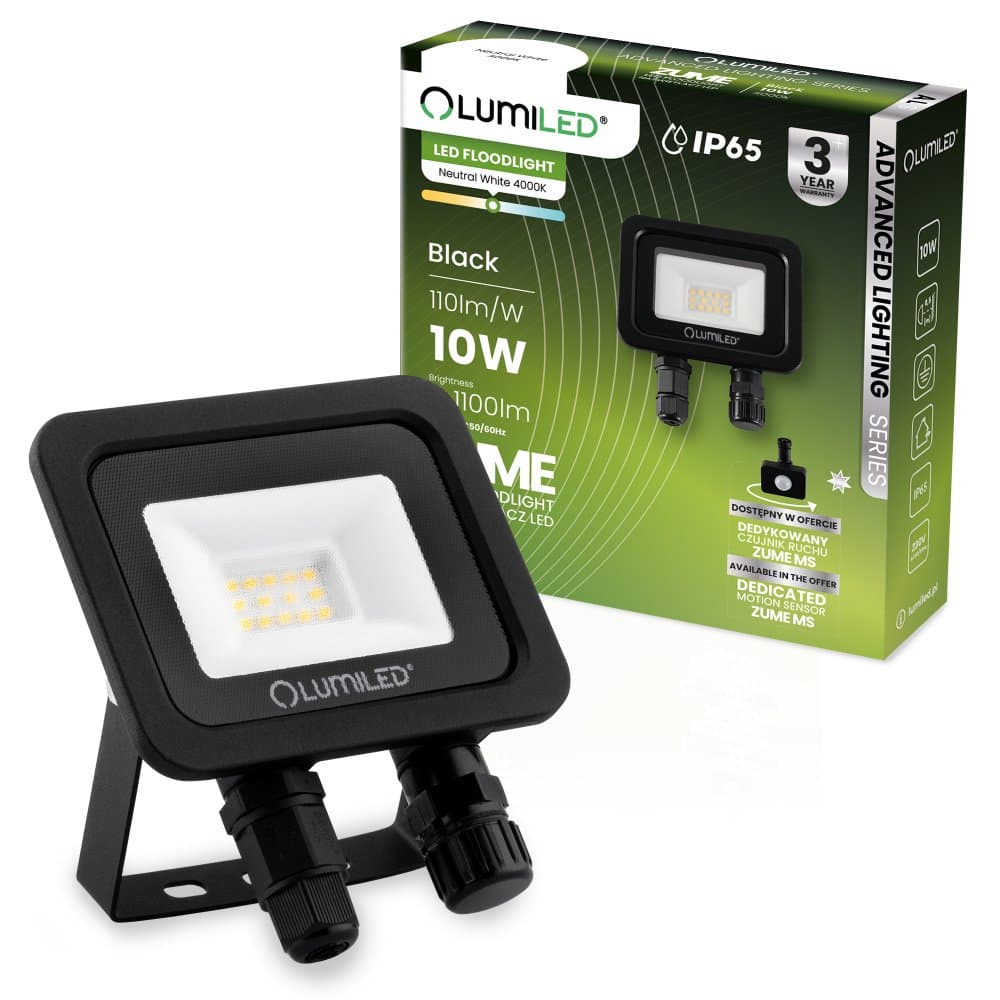 LED reflektor ZUME 10W 1100lm 4000K IP65 Black Advanced Lighting Series LUMILED 1