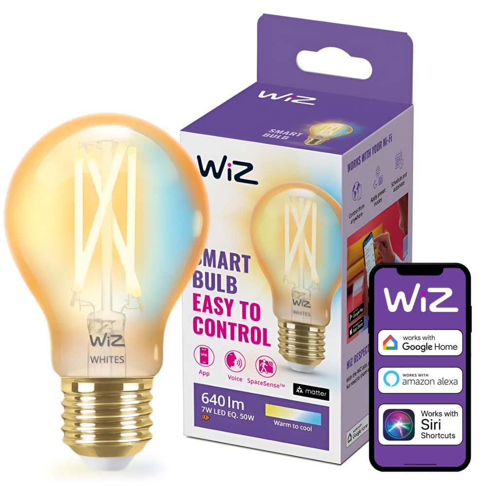 LED žiarovka E27 A60 7W = 50W 640lm 2000-5000K TW FILAMENT Amber Smart SMART WiFi Bluetooth App WiZ 1