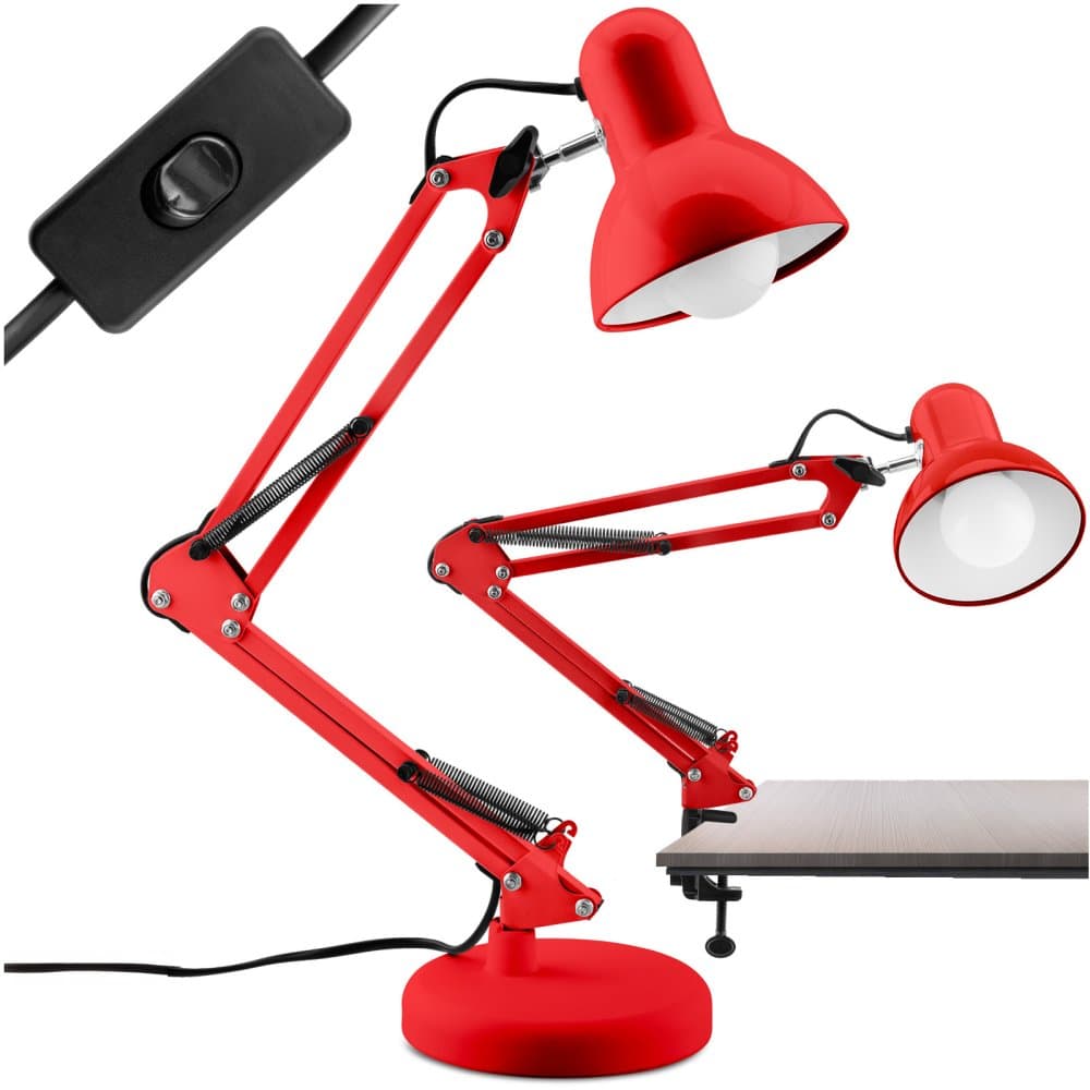 Stolová kresliaca lampa E27 TOBI Red Lumiled + držiak na dosku 1