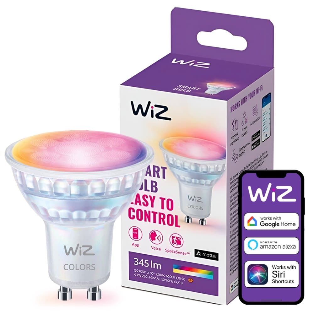 LED GU10 reflektor PAR16 4,7W = 50W 345lm 2200-6500K RGB + TW Smart SMART WiFi Bluetooth App WiZ