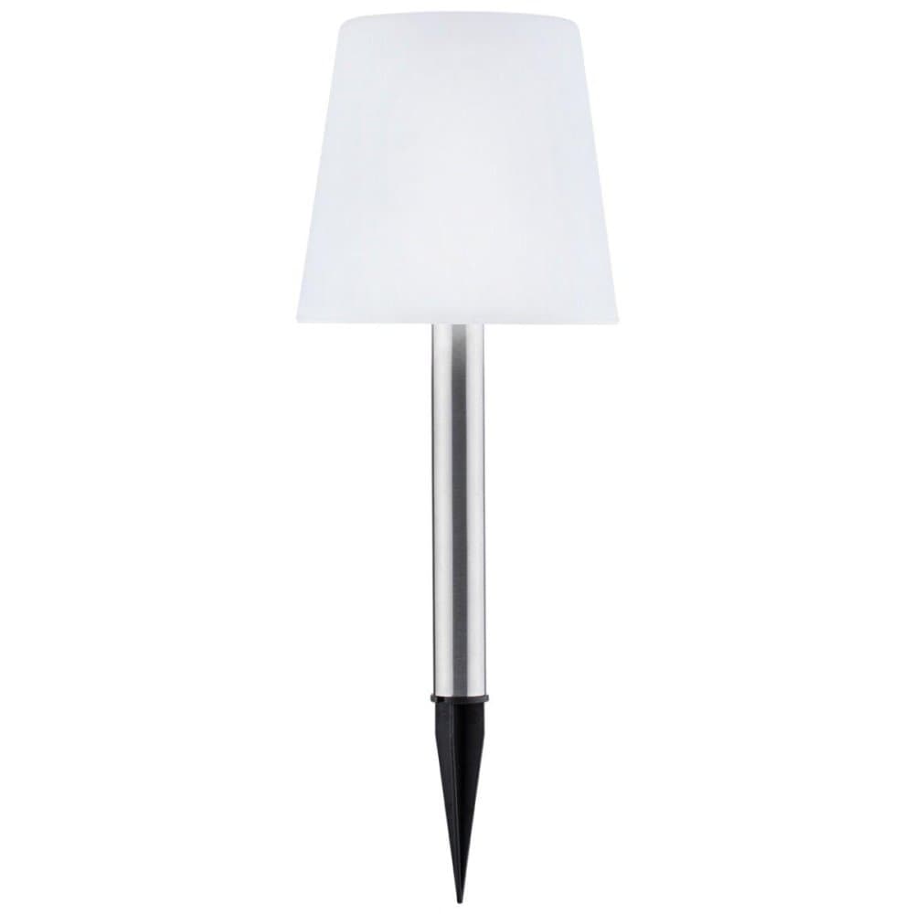 Záhradná lampa LED so solárnym pohonom biela/chróm matná 41cm 4000K RUMBA GOLDLUX (Polux)