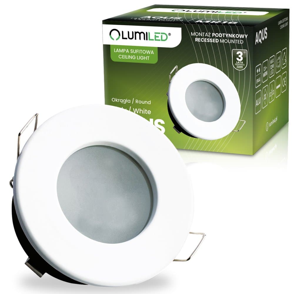 Svietidlo HALOGÉNOVÉ zapustené zapustené LED MR16 okrúhle biela AQUS Lumiled