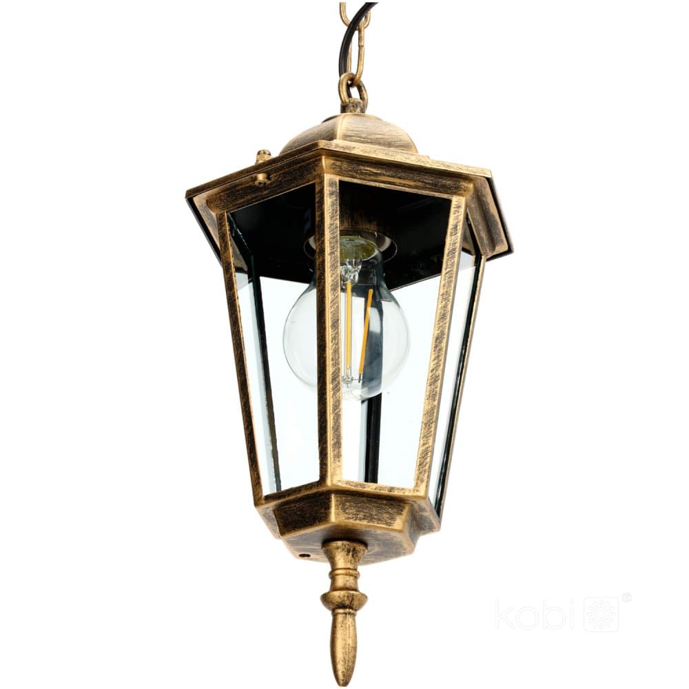 Závesná stropná lampa vonkajšia E27 zlatá IP54 LO 4105 Kobi 1