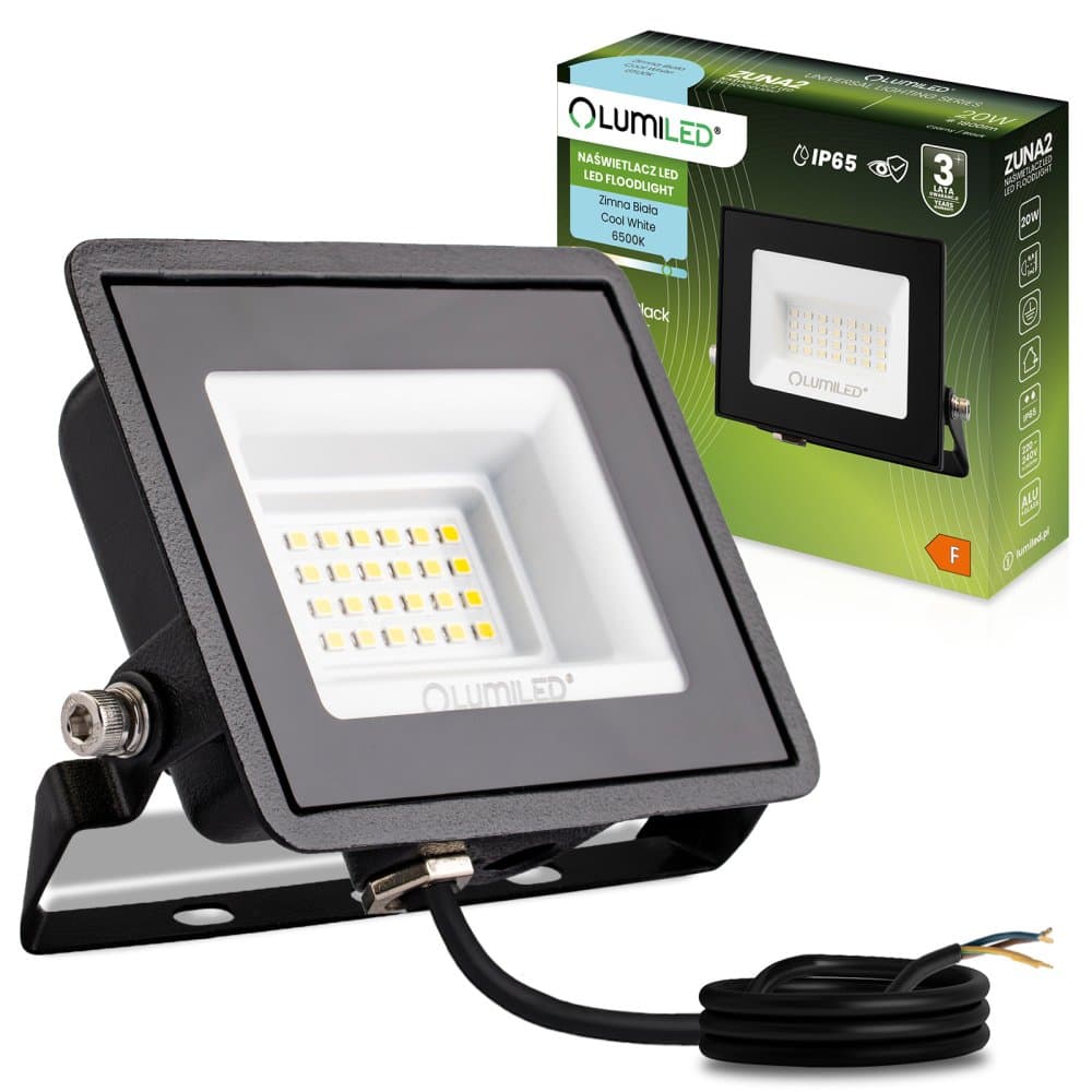 LED reflektor ZUNA2 20W 1800lm 6500K IP65 Black LUMILED 1
