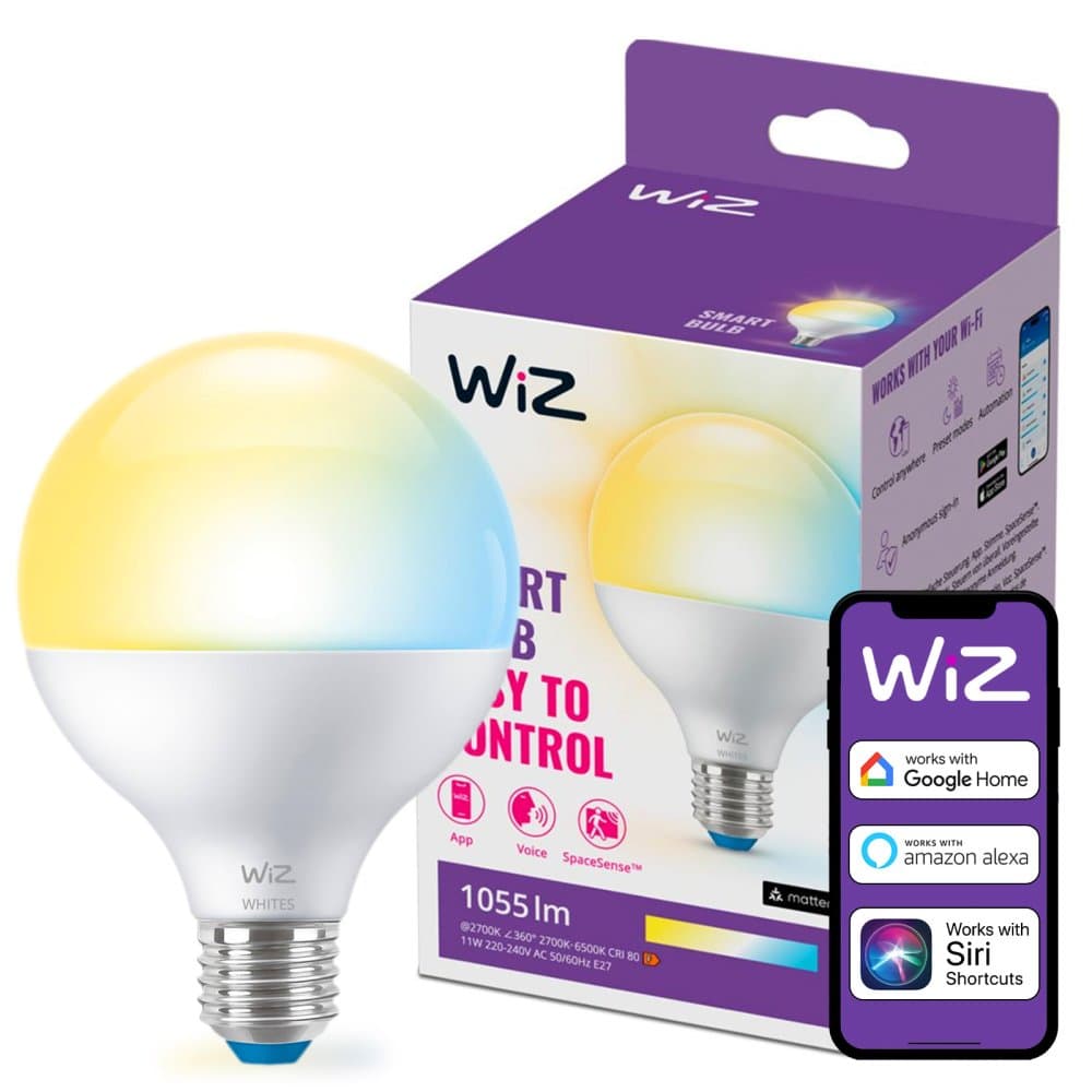 LED žiarovka E27 Sphere G95 11W = 75W 1055lm 2700-6500K TW Smart SMART WiFi Bluetooth App WiZ 1