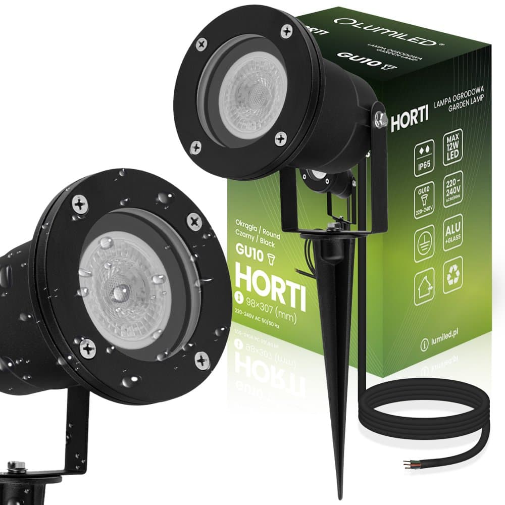 Záhradné svietidlo LED GU10 IP65 WATERPROOFED čierne s 1m káblom HORTI LUMILED 1