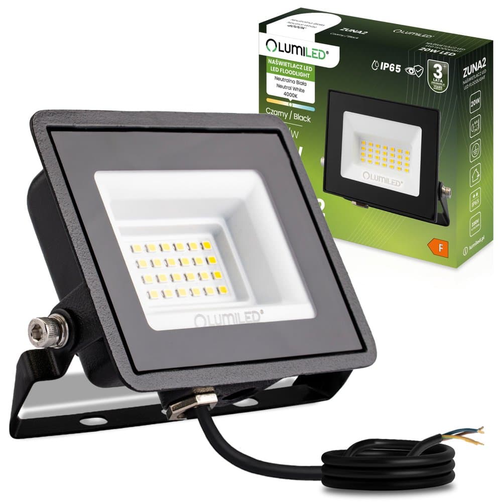 LED reflektor ZUNA2 20W 1800lm 4000K IP65 Black LUMILED