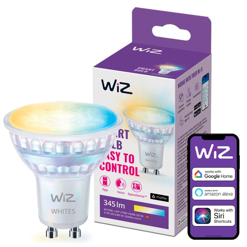 LED GU10 reflektor PAR16 4,7W = 50W 345lm 2700-6500K TW Smart SMART WiFi Bluetooth App WiZ 1