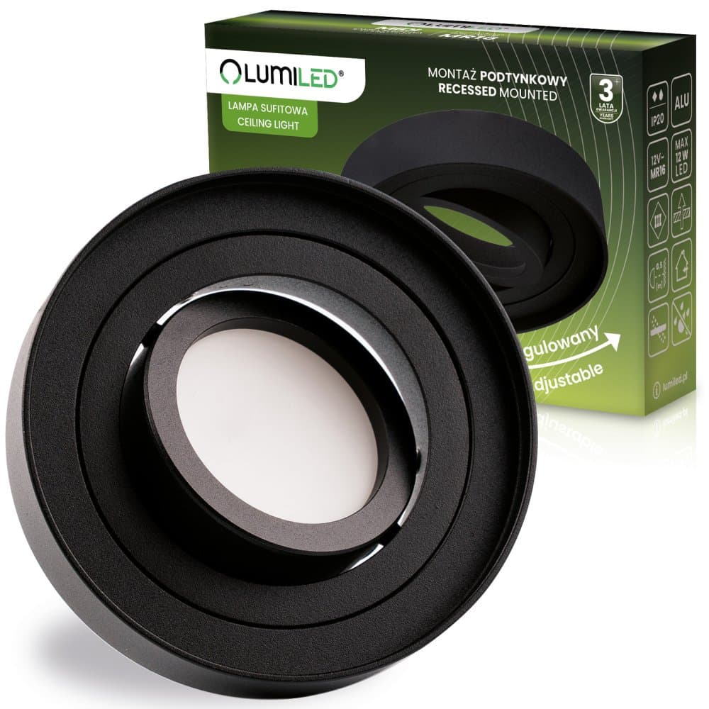 Svietidlo HALOGEN TUBA SPOT na zapustenú montáž Midi GU10 Lumiled Round Black 20mm 1