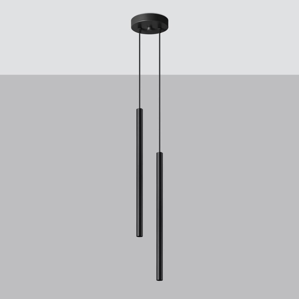 Stropné závesné svietidlo 2x G9 Tuba Luster Tubular Black Modern Pastelo Sollux