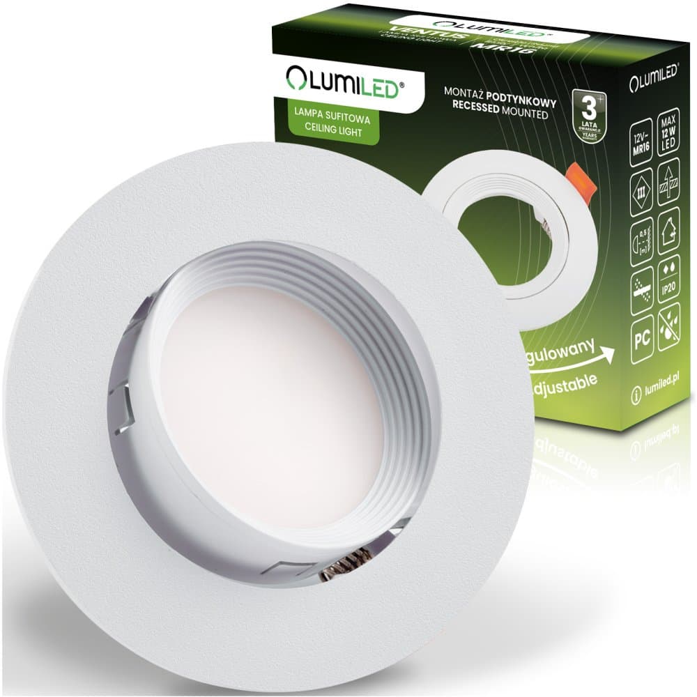 Zapustené halogénové svietidlo pohyblivé okrúhle biela GU10 MR16 VENTUS Lumiled