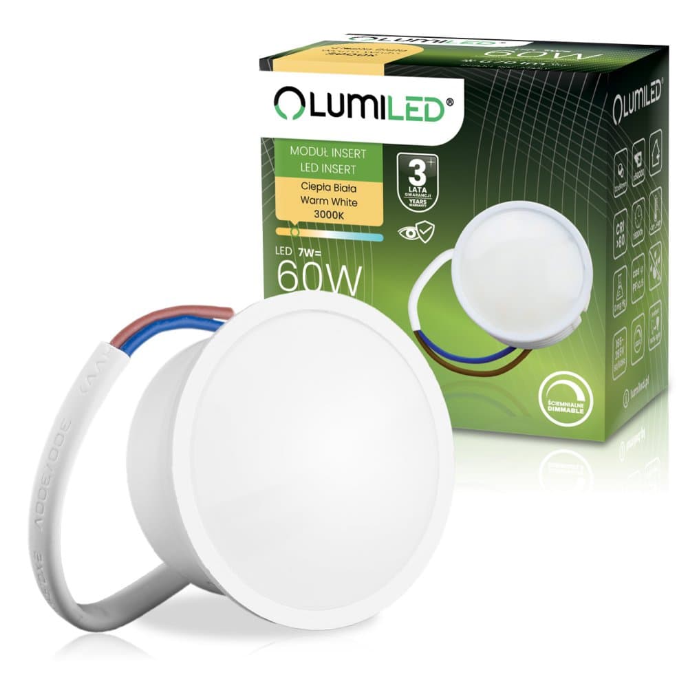 Vložka do LED svietidiel žiarovka modul INSERT reflektor 7W = 60W 670lm 3000K teplá 120° stmievateľná LUMILED