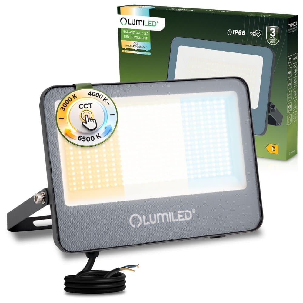 LED reflektor TRINOX 100W 11000lm CCT IP66 sivý LUMILED