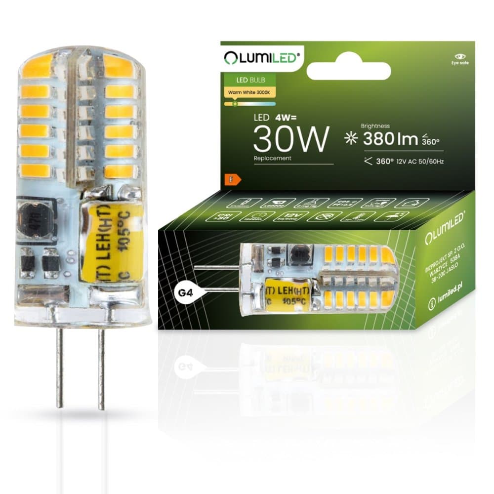 LED žiarovka G4 kapsula 4W = 30W 380lm 3000K Warm 360° LUMILED