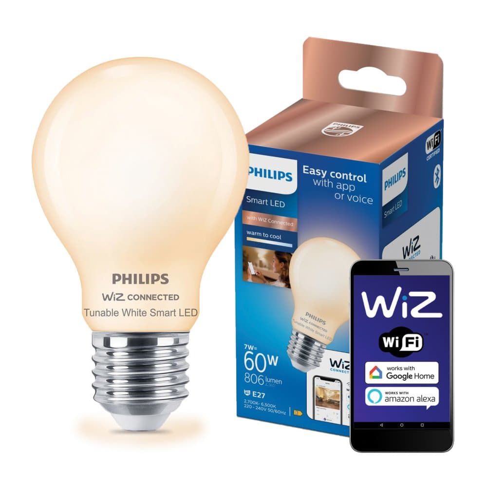 LED žiarovka E27 A60 7W = 60W 806lm 2700-6500K TW FILAMENT Smart SMART WiFi Bluetooth App WiZ Philips 1