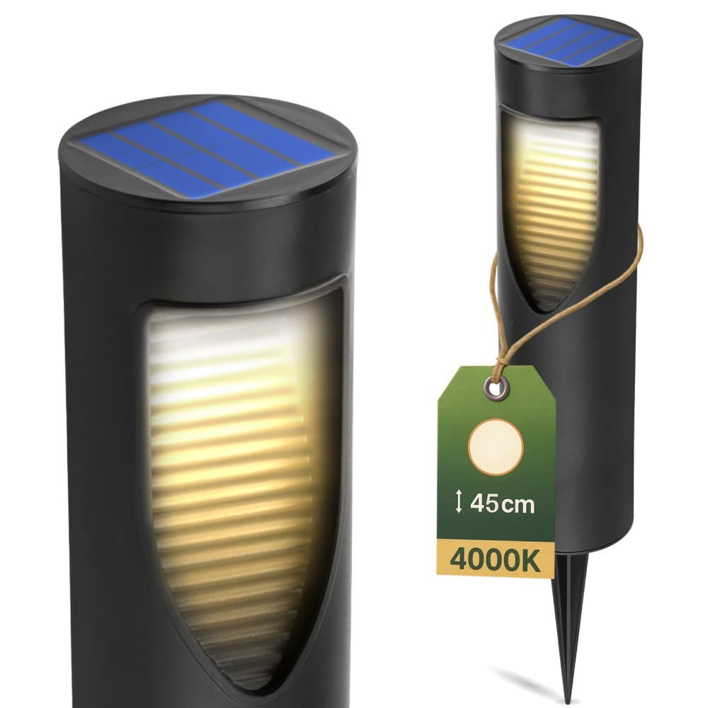 LED solárna záhradná lampa 34cm BURGO 4000K IP44 LUMILED 1