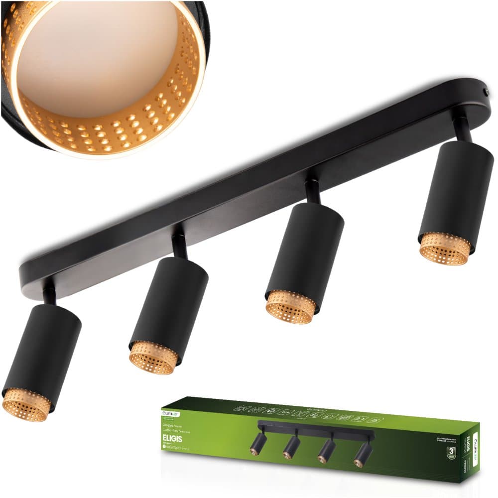 Stropná lampa reflektor LED 4x GU10 tuba spot ELIGIS čierna LUMILED
