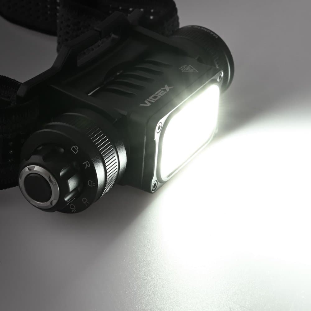 Čelová baterka LED 2 farby svetla 20W 2000lm 5000K čierna IP67 Videx 1