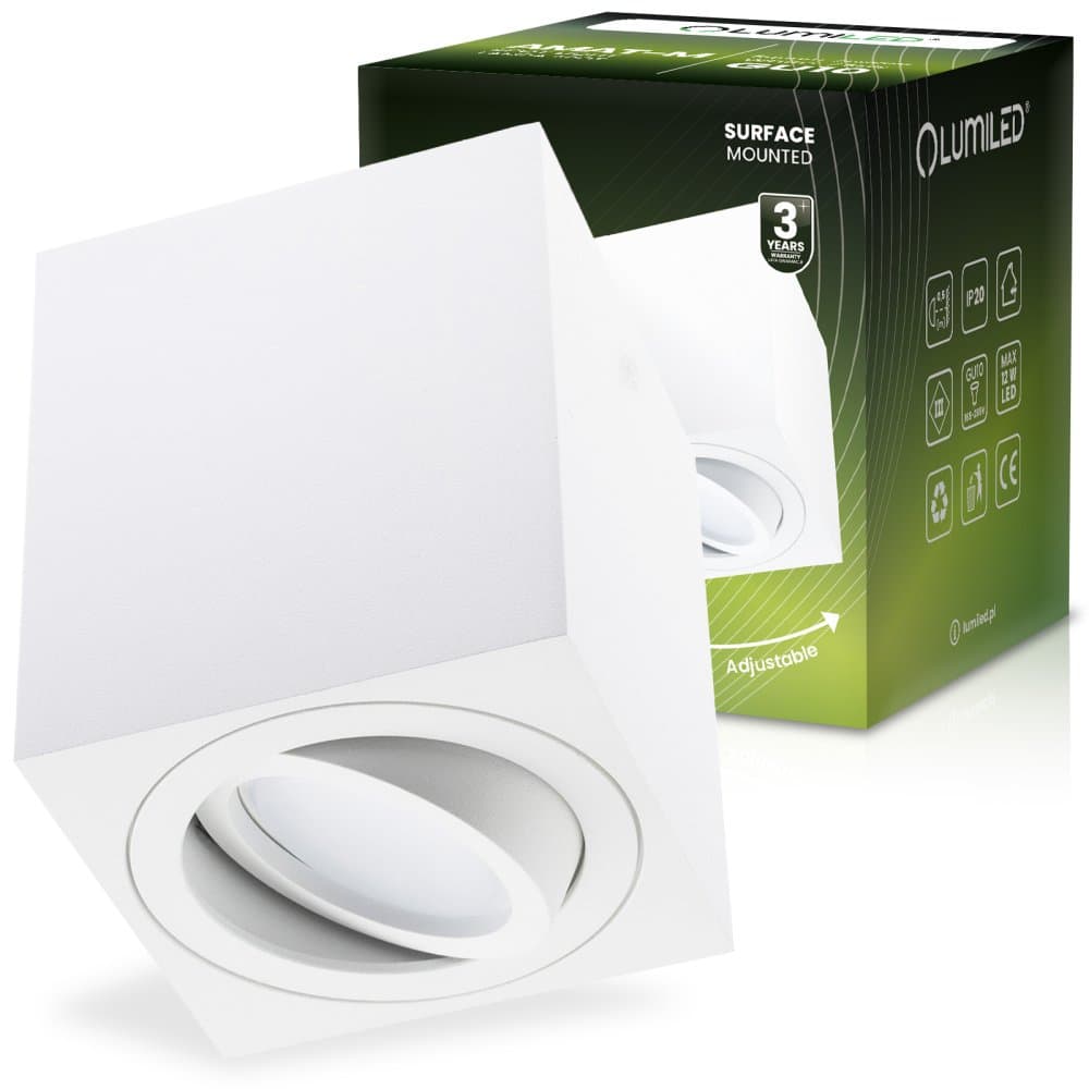 HALOGEN Spot Tube Movable AMAT-M GU10 LUMILED Square White 84mm pre povrchovú montáž 1