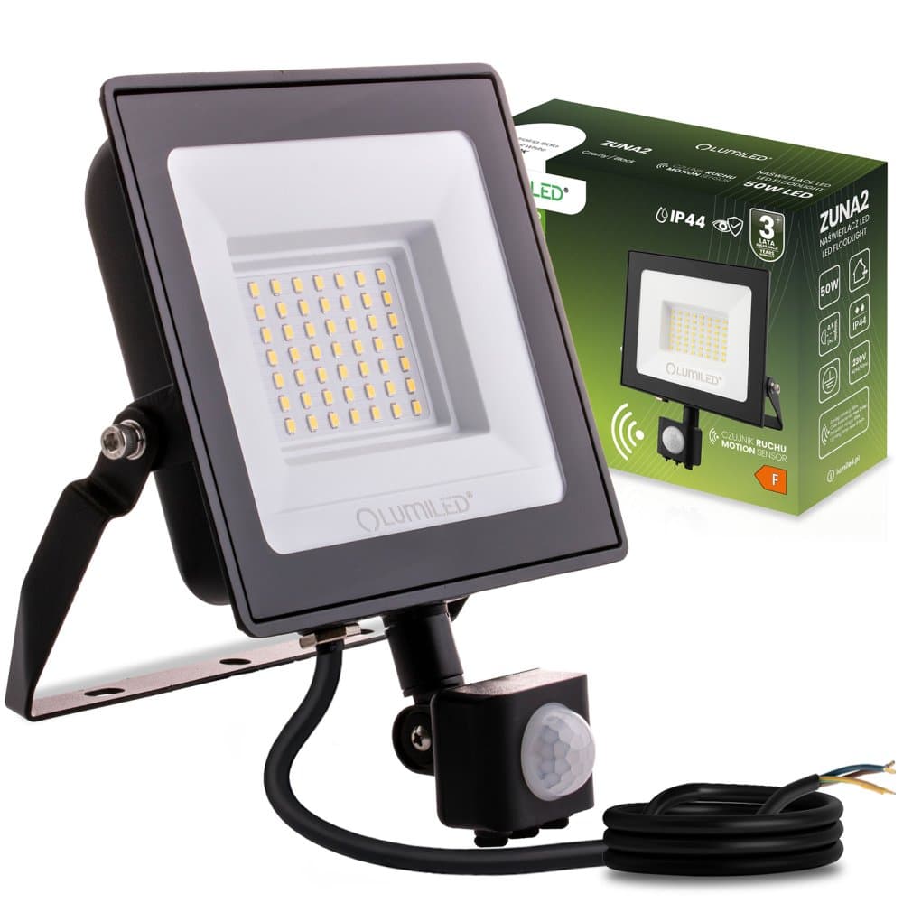 LED reflektor ZUNA2 50W 4500lm 4000K IP44 Black Senzor pohybu LUMILED 1