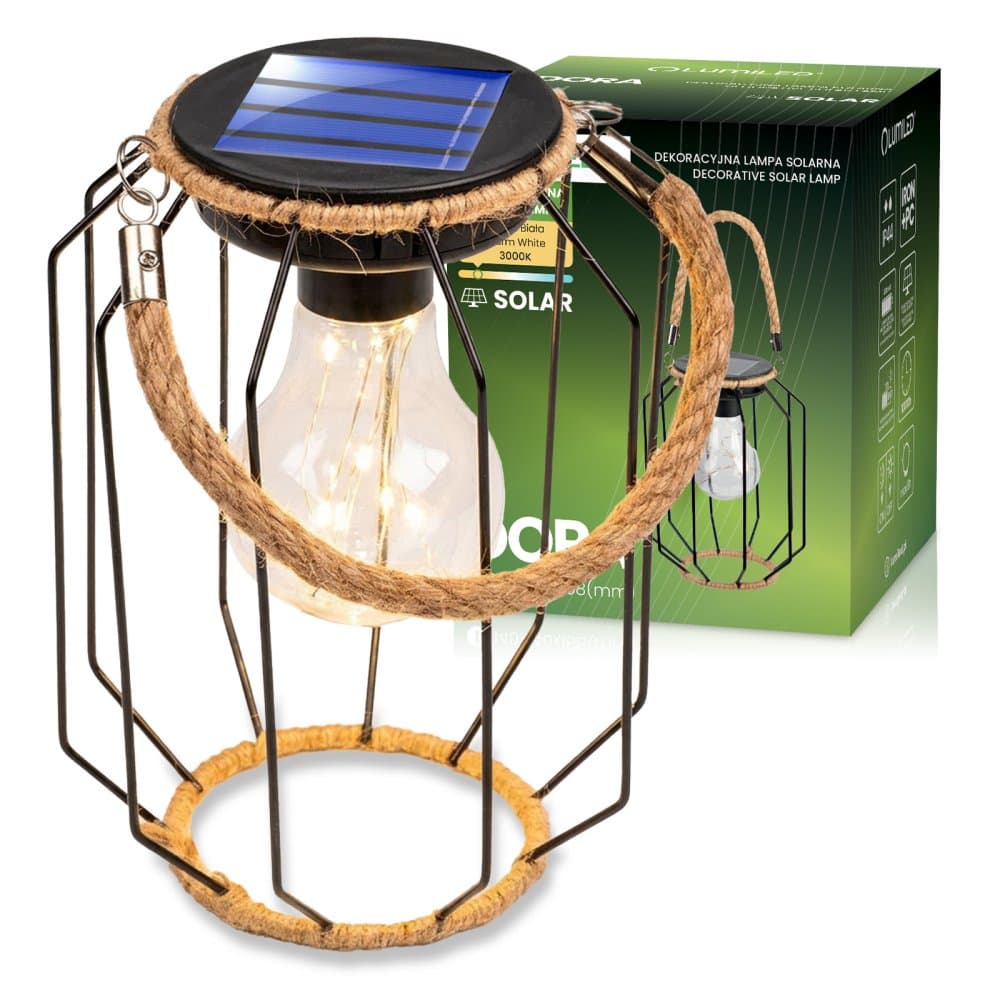 Solárna záhradná lampa LED závesná lampáš DORA IP44 3000K LUMILED