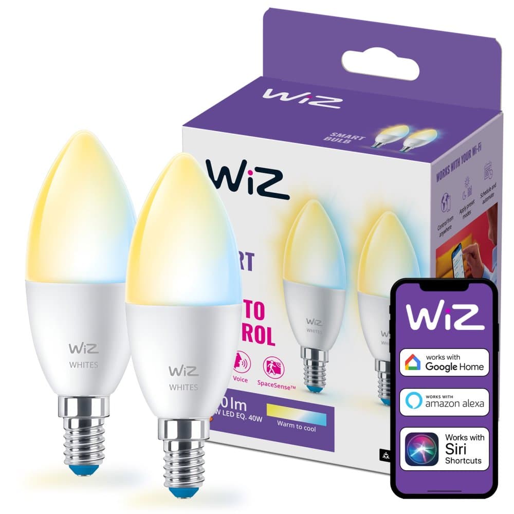 2x LED žiarovka E14 Candle C37 4,9W = 40W 470lm 2700-6500K TW Smart SMART WiFi Bluetooth App WiZ 1