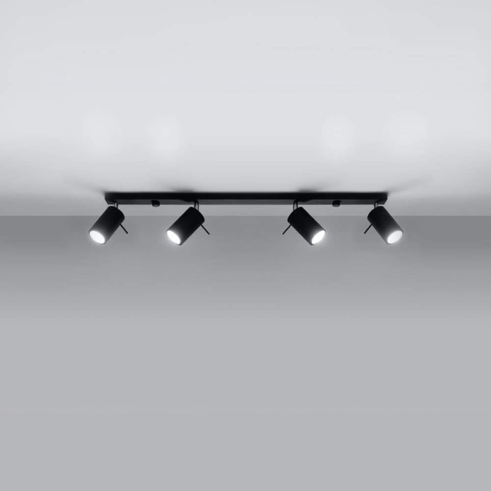 Svietidlo na povrchovú montáž RING 4L 4xGU10 Reflektor Halogén Pohyblivé Minimalistické čierne SOLLUX 1