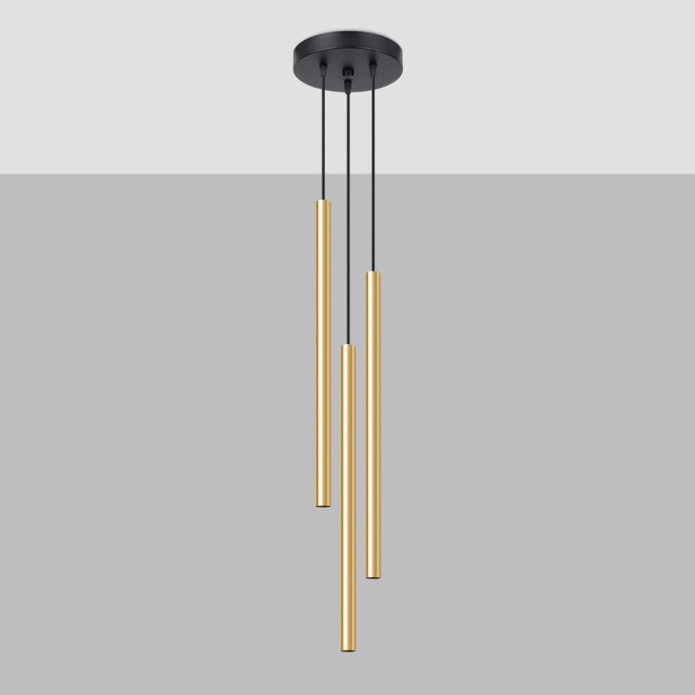 Stropné závesné svietidlo 3x G9 Tuba Luster Tubular Gold Gloss Modern Pastelo Sollux