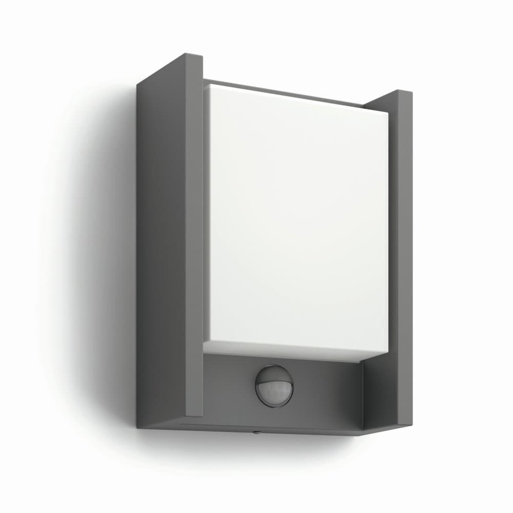 LED nástenné svietidlo ARBOUR IR myGarden 6W 2700K IP44 so senzorom pohybu Obdĺžnikový antracit PHILIPS
