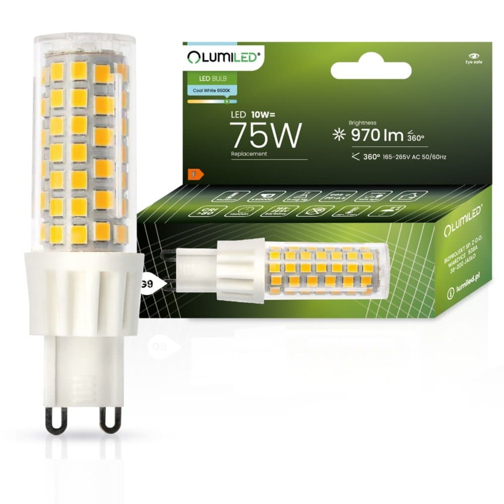 LED žiarovka G9 kapsula 10W = 75W 970lm 6500K Cold 360° LUMILED 1