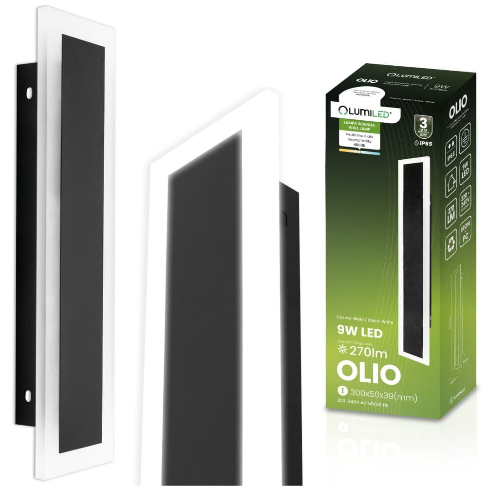 Nástenné svietidlo LED OLIO 9W 4000K 30cm IP65 LUMILED 1
