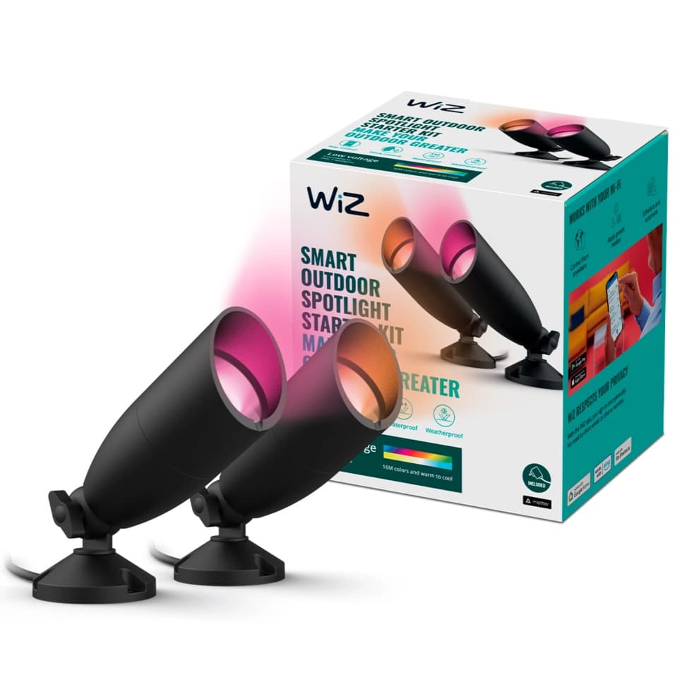 2x LED záhradné reflektory 10W 540lm 2700-5000K RGB + TW Black Smart SMART WiFi Bluetooth App WiZ
