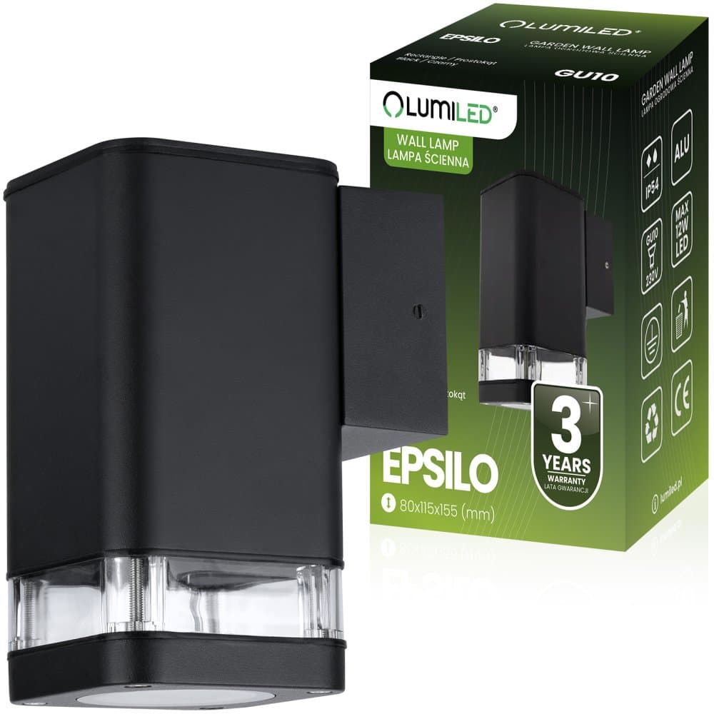 Vonkajšie záhradné svietidlo GU10 LED fasádne nástenné svietidlo IP54 EPSILO LUMILED 1