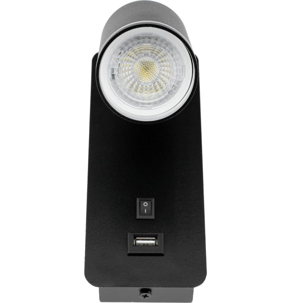 Nástenné svietidlo GU10 RING s USB a vypínačom čierne