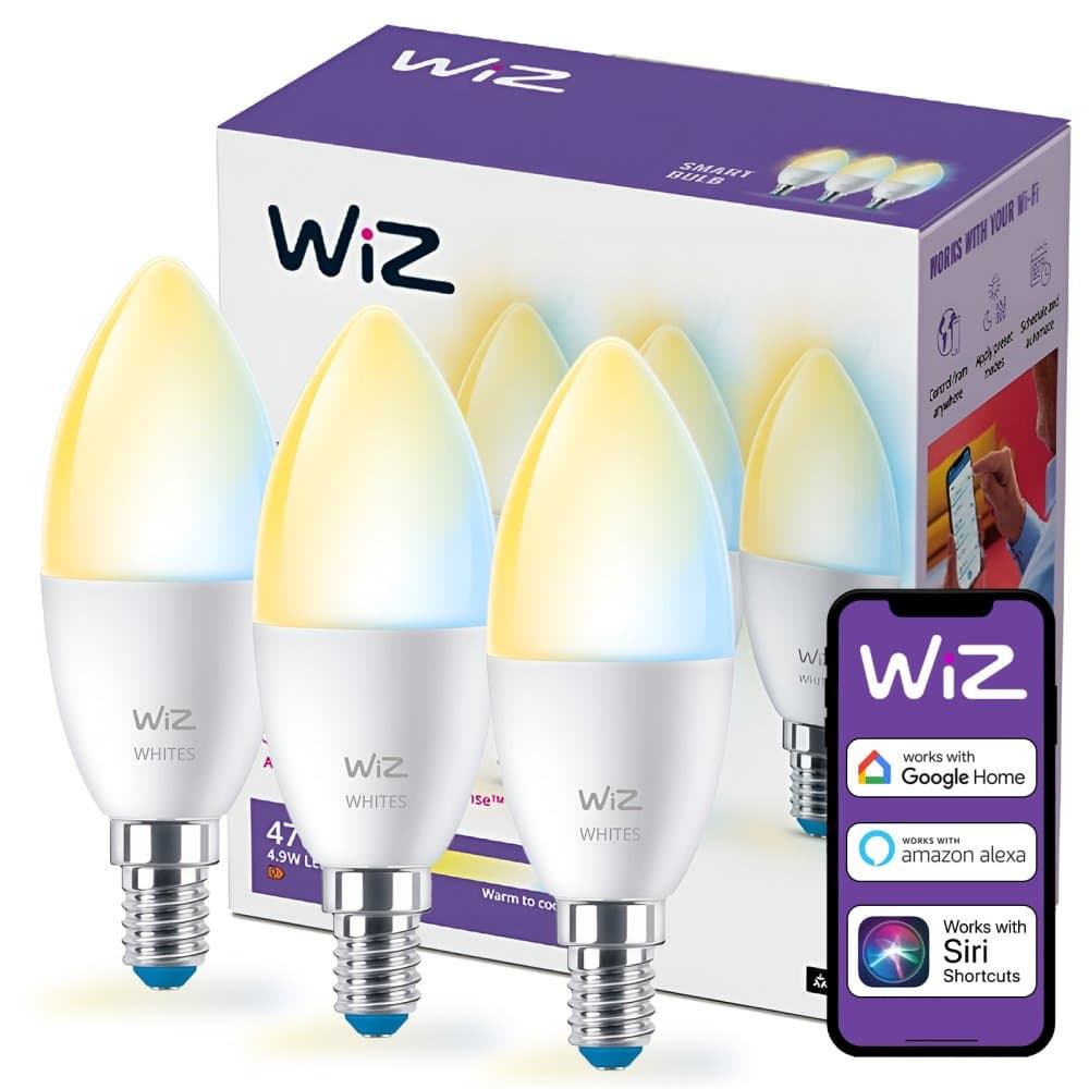 3x LED žiarovka E14 Candle C37 4,9W = 40W 470lm 2700-6500K TW Smart SMART WiFi Bluetooth App WiZ