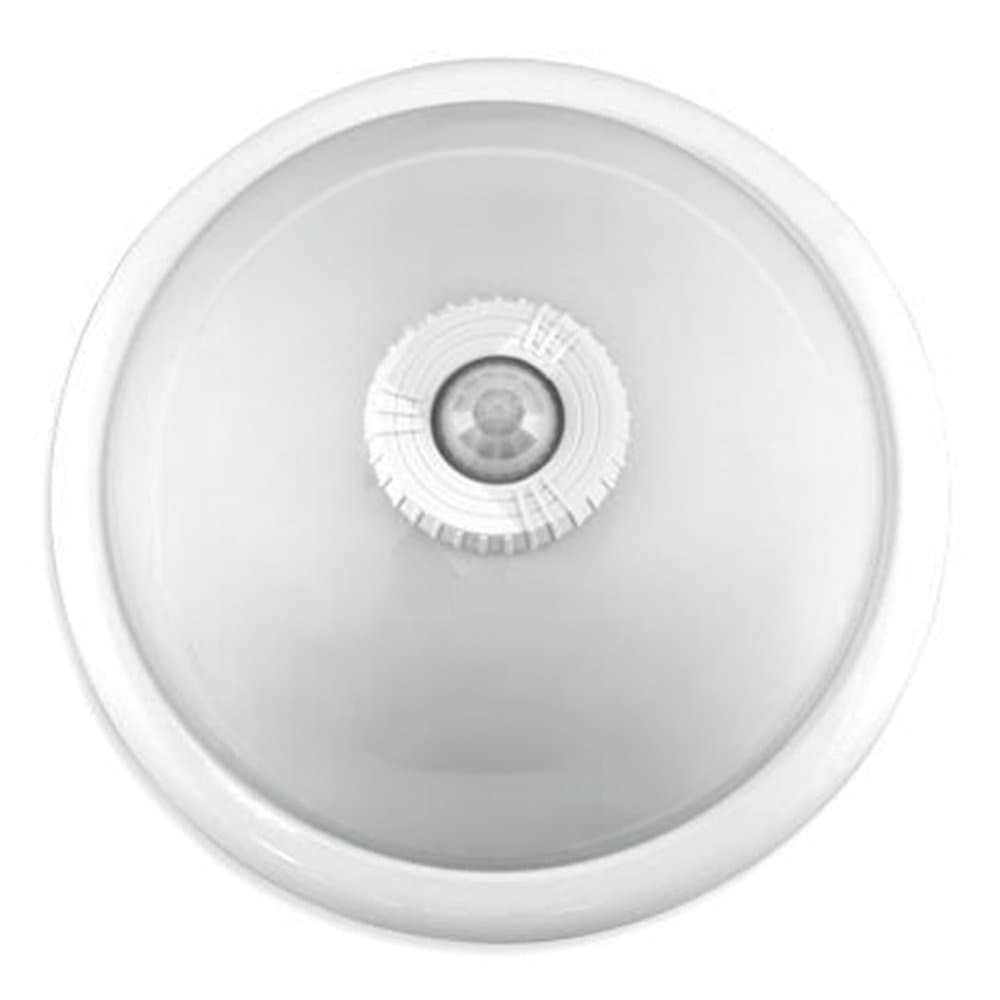 Plafond LED stropné svietidlo na povrch 2x E27 s PIR senzorom pohybu biele okrúhle 30 cm
