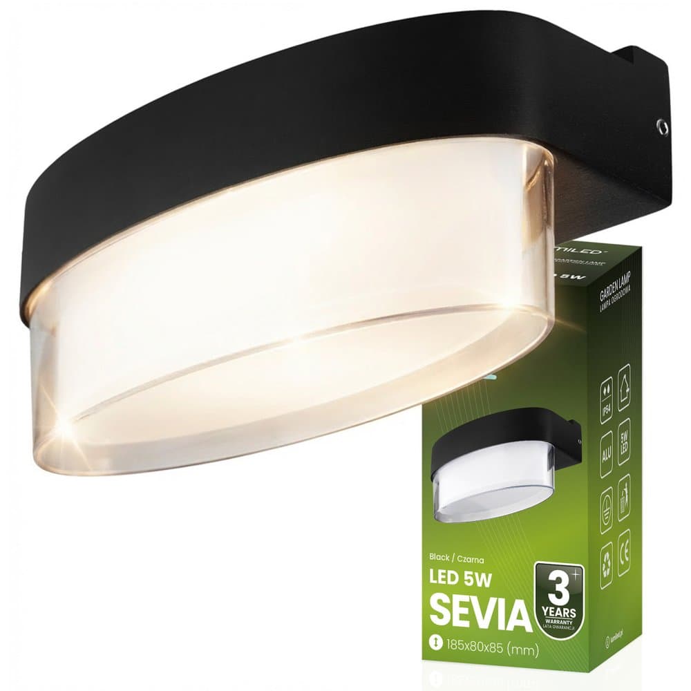 Vonkajšie nástenné LED svietidlo Záhradné nástenné svietidlo Teplé 4000K 5W IP54 SEVIA Black LUMILED
