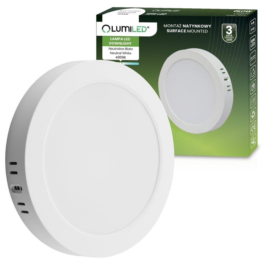 Povrchová montáž LED stropného svietidla 18W Kruhové svietidlo 4000K GLOW White LUMILED 1