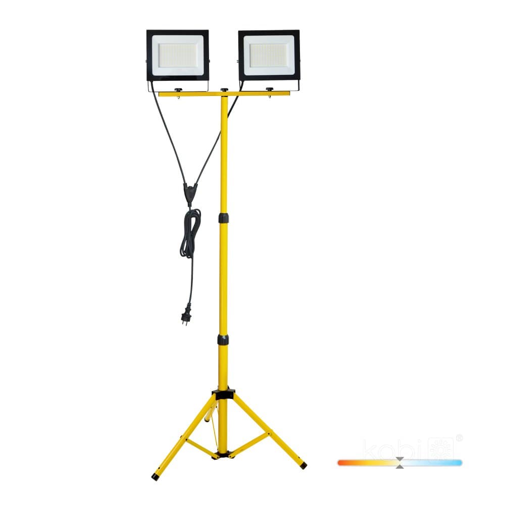 Vonkajší záhradný LED reflektor 200W 17000lm 4000K neutrálna biely 110° stmievateľný IP54 IK06 čierny žltý Tigra Kobi 1