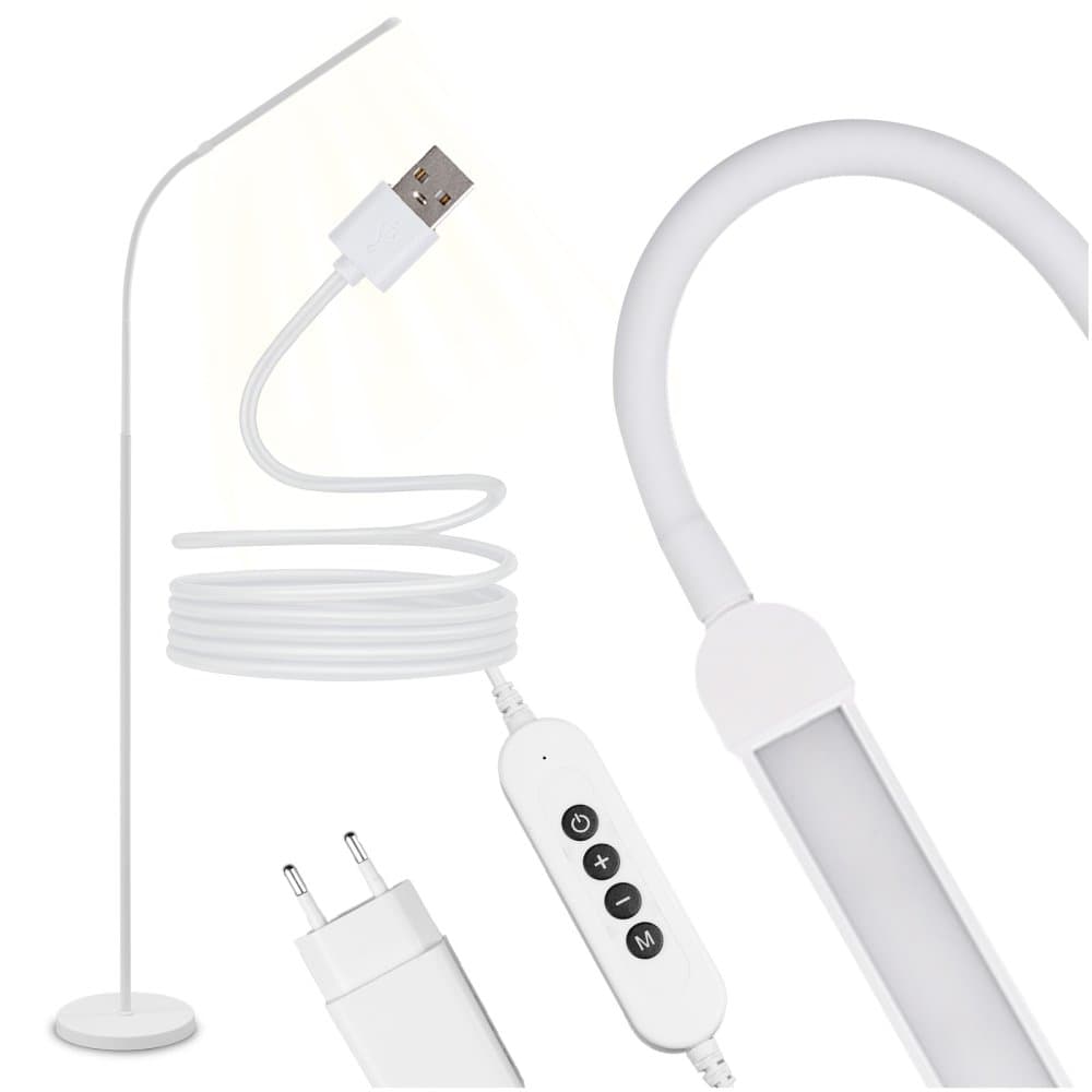 Stojacia lampa stolová LED 14W CCT stmievateľná s nastaviteľnou výškou LONGA 2 biela LUMILED