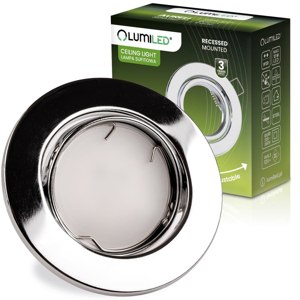 Svietidlo HALOGEN na zapustenú montáž Pohyblivé okrúhle svietidlo AURELI Chrome Sheet MR16 GU10