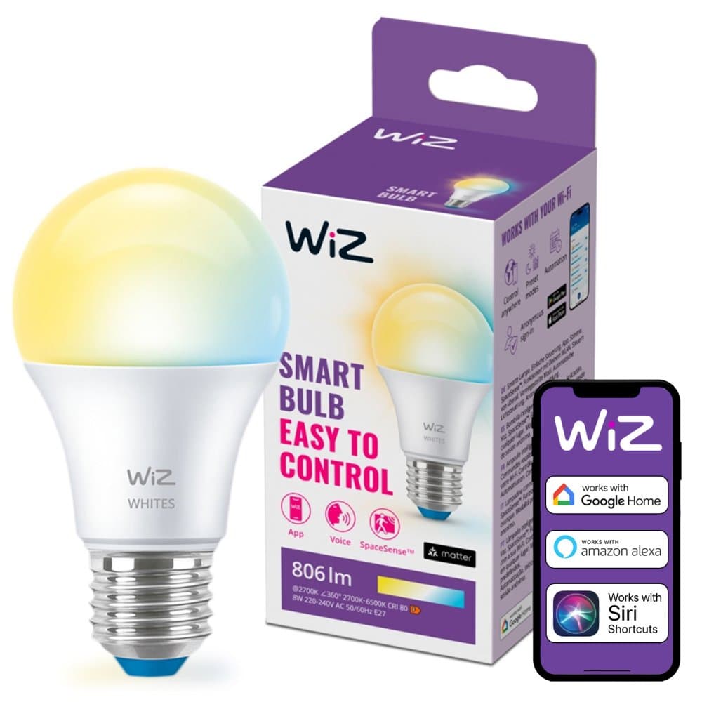 LED žiarovka E27 A60 8W = 60W 806lm 2700-6500K TW Smart SMART WiFi Bluetooth App WiZ 1