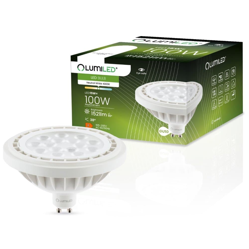LED žiarovka ES111 GU10 15W = 100W 1521lm 4000K Neutrálna 38° LUMILED 1