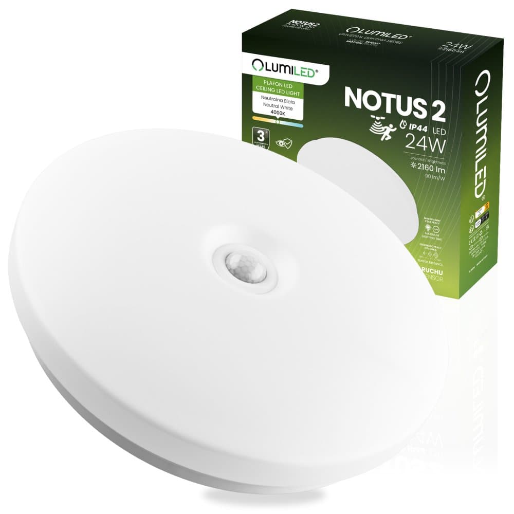 LED plafón Povrchová montáž 24W NOTUS 2 Round Motion Sensor IP44 33 cm LUMILED 1